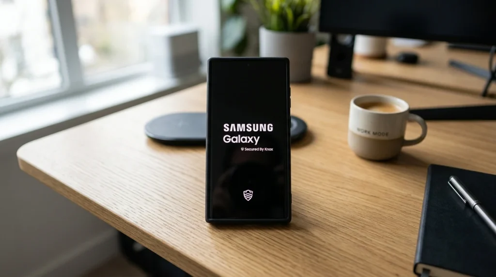 Secured by Knox: Co znamená nápis na displeji Samsungu 108 Spouštěcí obrazovka Samsung Galaxy s logem Secured by Knox