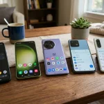 Mobilní telefony s Androidem: Velký průvodce a srovnání 3 Přehlídka moderních smartphonů s Androidem na stole